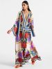 Summer Printed Three-Quarter Sleeve Stand-Up Collar Dress_ecoleips.com