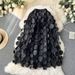 Women's Clothing Three Dimensional Flower Skirt Mid Length Fairy Skirt High Waist Versatile Age Reducing Temperament Mesh Skirt_ecoleips.com