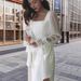 Women's Clothing Long Sleeved U Neck Slim Fishtail Floor Length Wedding Dress Gauze Tube Top Toast Dress Outdoor Shooting Long Skirt_ecoleips.com