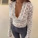 European And American Cross Border Summer And Autumn Solid Color Slim V Neck Long Sleeved Lace Sexy Hot Girl Bottoming Shirt Female_ecoleips.com