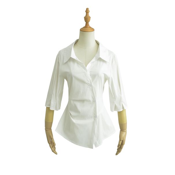 K New Spicy Girl Design With A Cinched Waist, Women's Pure Desire For Slimming, Irregular Lapel Folds, Slimming Shirt_ecoleips.com
