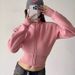 "Cropped Hooded Sweater Jacket For Women – Detachable Hood & Slim Fit (Pinkish/Dark Brown/Black) – Y2K Aesthetic & Streetwear Style"_ecoleips.com