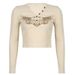 Trendy Women's Wing Shaped Slim V Neck Short Top Long Sleeved Pullover T-Shirt Basic Base Layer 2025 New Cross Border Fashion_ecoleips.com