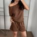 European And American Y2K Sports Style Solid Color Short Sleeved Strap Shorts Suit Women's Clothing 2025 Summer_ecoleips.com