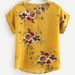 New 2024 Women's round Neck Top Floral Print Short Sleeved Irregular Design Fashionable Women's Clothing_ecoleips.com