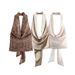 10687-Summer New Women's Clothing In European And American Style, Halter Neck, Lace-up, Backless, Small Camisole Top_ecoleips.com