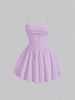 Women's Clothing Summer Fashion Sexy Dress Solid Color Pleated Back Zipper Suspender Dress_ecoleips.com