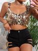 Women's Clothing Sexy Sequin Spaghetti Strap Top Shimmering Party Vest For Nightclub Evening Wear_ecoleips.com
