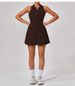 K New Tight Fitting Slimming High Waisted Sports Dress For Women's Running, Golf, Tennis, Fitness Wear, Lapel Dress_ecoleips.com