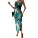 2024 European American Foreign Trade Cross-border Women's Clothing Shein Strapless Dress With Slit Hem And_ecoleips.com
