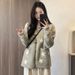 Gray Star-Print Sweater Jacket With Autumn/Winter Korean-Style Casual Luxury Knit Cardigan Top_ecoleips.com