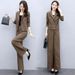 2025 New Korean Style Autumn Suit Fashionable Elegant Plaid Wide-Leg Pants Two-Piece Set For Women_ecoleips.com