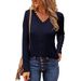 Aria Basics Aria Basics European American Foreign Rade Auumn And Winer New Women's Lace Rim Long-sleeve V-neck Loose Kni_ecoleips.com