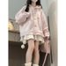 Casual, High-end, Sweet, Hooded Knitted Cardigan, Plush Sweatshirt For Women, New Spring, Autumn, Winter Style, With_ecoleips.com