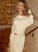 Mozision One Shoulder Backless Sexy Maxi Dress Women Autumn Fashion Long Sleeve Ruched Bodycon Club Long Dresses Elegant Dress_ecoleips.com