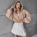 Women's Casual Loose Fit Hoodie Zipper Long Sleeve Sweatshirt Short Waist Street Style Spring Polyester Track Jacket_ecoleips.com