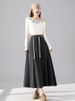 K Half Length Skirt With Contrasting Ribbons, Mid Length Skirt, Light Umbrella Skirt_ecoleips.com