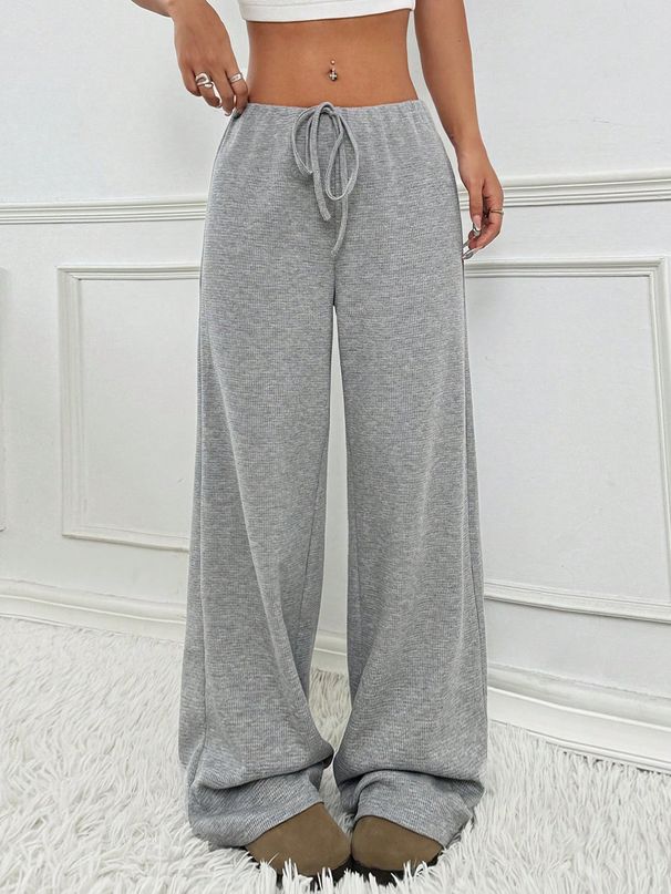 Women's Casual Elastic Waist Straight Leg Pants - Soft Cotton Blend With Stripes & Solid New Casual Striped Elastic Drawstring Cotton Straight Pants_ecoleips.com