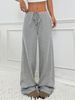 Women's Casual Elastic Waist Straight Leg Pants - Soft Cotton Blend With Stripes & Solid New Casual Striped Elastic Drawstring Cotton Straight Pants_ecoleips.com