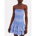 Women's Sexy Strapless Mini Dress Cotton Stretch Waist Ruffled Embroidered Vacation Casual Maxi Dress_ecoleips.com