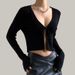 Sexy American Syle Ho Girl Top Spring Summer Long Sleeve Shor Black Kni Cardigan Design Sense Women's Kniwear_ecoleips.com