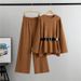 Fashionable Women's Outfit 2026 Spring And Autumn New Style Elegant Ladies' Knit Slimming Sweater Wide-Leg Pants_ecoleips.com