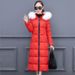Girl Women's Long Winter Coat With Faux Fur Collar, Slim Fit Thermal Padded Jacket, Knee-Length Thickened Warm Parka For Cold Weather_ecoleips.com