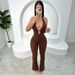 Women's Clothing Halter Neck Slim Fit Lace Up Backless Sexy Hot Girl Jumpsuit Flared Jumpsuit_ecoleips.com