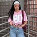 Oversized V-Neck Streetwear T-Shirt For Women - Loose Fit Graphic Print Tee, Casual Comfort, Trendy Urban Style (Pink, Blue, White)_ecoleips.com