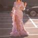 Women's Clothing Spring And Summer New Women's Sexy Hip Length Beaded Pink Long Mesh Evening Dress_ecoleips.com