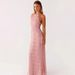 New Women's Halter Neck Backless Lace-Up Ruffled Long Dress Vacation Lace Dress_ecoleips.com