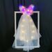 Double-Layer Pearl & Ribbon Bow Wedding Veil – Glow-in-the-Dark Bridal Hair Accessory For Photos (60-80cm, White With Pearls)_ecoleips.com