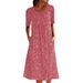 Cross-border European And American French Resort Style 2022 New Round-neck Short-sleeve Floral Mid-length Dress_ecoleips.com