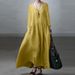 Women's Long Dress Elegant Vest Dress Casual Solid Color Loose Long Dress V Neck 2023 Spring Autumn Fashion_ecoleips.com