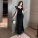 Elegant Evening For Women 2021 New Style, Waist-cinching, Tummy-concealing, High-end Feel, Light Luxury Niche Fishtail_ecoleips.com