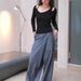 AC428 Cross-Border Foreign Trade Base Shirt With Hollowed-Out Off-Shoulder Design, Slim Fit U-Neck Early Spring_ecoleips.com