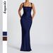 Women Temperament Elegant Spaghetti Strap High Waist Slim Fit Bodycon Long Maxi Dress For Daily Party Occasions_ecoleips.com