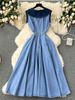 Women's Clothing Sleeveless Sundress Woman Scheming Cutout Waist Slim Long Retro Denim Dress Woman_ecoleips.com