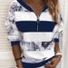 2026 New Eurean And American Women's Clothing Digital Print Zipper V-Neck Loose Casual Sweatshirt Long Sleeve_ecoleips.com