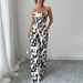 Women's Clothing Zebra Print Jumpsuit For Women - Sexy Strapless Romper With Adjustable Waist, Long Pants For Party, Office & Night Out_ecoleips.com