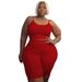 Verve N7839 Plus Size Women's Casual Sports Two-Piece High Elastic U-Shaped Sleeveless Shorts Set_ecoleips.com