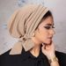Women's Clothing Solid Color Threaded Four Strips Long Tail Headband Cap Chemotherapy Hat Women's Two Strips Long Tail Hat_ecoleips.com