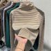 A Double-Sided German Fleece Semi-High-Neck Base Layer With Yard-Woven Stripes For Women To Pair With A Long-Sleeved Str_ecoleips.com