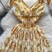 Women's Clothing New Niche Retro Positioning Printing Waist Strap Long Skirt_ecoleips.com