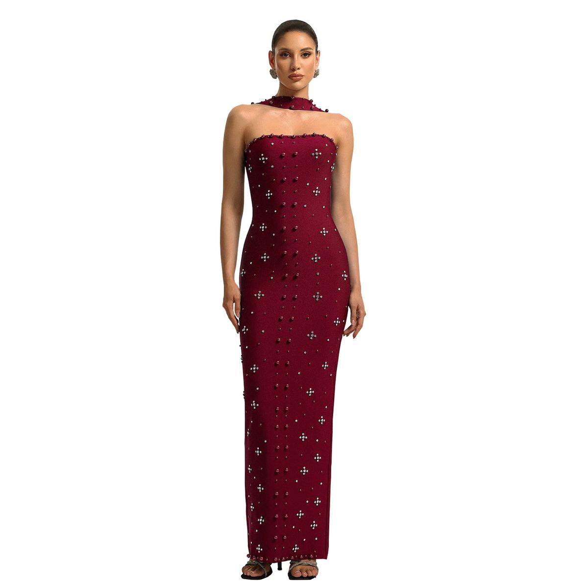 Women’s Elegant Rhinestone Bodycon Dress – Strapless Bandage Dress For Evening Party & Formal Occasions_ecoleips.com