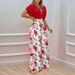 Women's Clothing Spring And Summer New Printed Bat Sleeve Top Wide Leg Pants Two Piece Suit Female_ecoleips.com