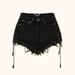 SMFK Rock High Waist Casual Denim Shorts Wilderness Black_ecoleips.com