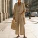 Women's Summer Casual Three Piece Set European American Style Straight Leg Solid Color Travel Vacation Comfortable mid Waist Polyester_ecoleips.com