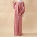 New Arab Muslim Cardigan Elastic Sleeve Women's High-Quality Solid Color Casual Crepe Robe_ecoleips.com