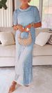 Women's Clothing Women's Round Neck Hollow Out 2 Piece Dress Lace Trimmed A Line Long Skirt For Formal & Casual For Women_ecoleips.com